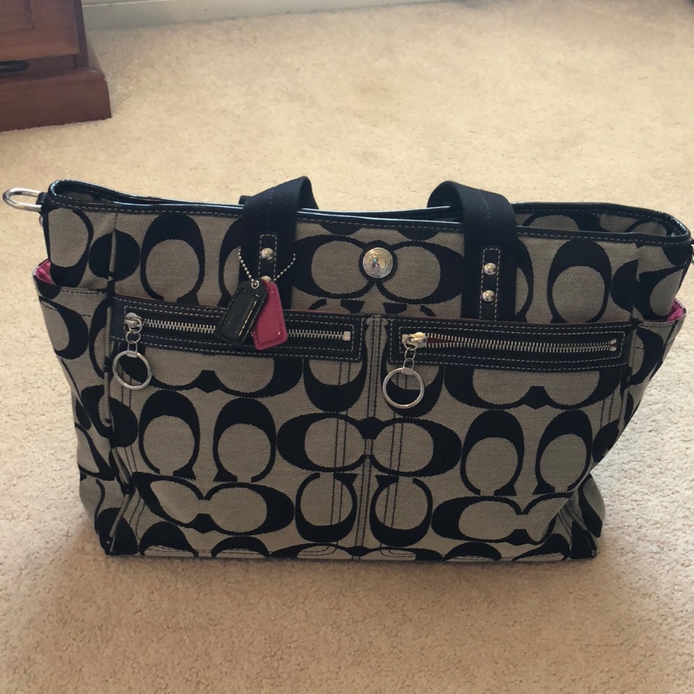Coach baby bag with pink lining